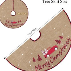 Selwo Kerstboomstandaarden^Kerstboomdeken 75 Cm Jute Witte Sneeuwvlok Auto Bedrukte Kerstboom Rok Voor Vakantie Vloer Kerstboom Decoratie