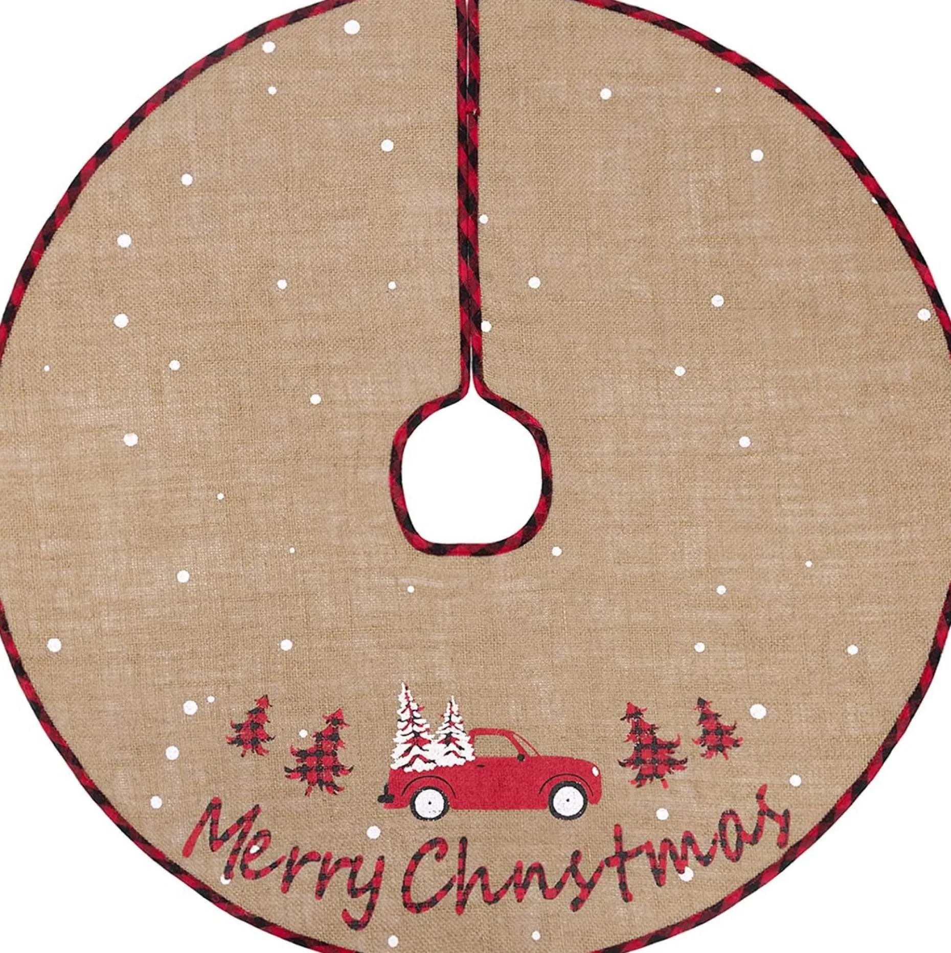 Selwo Kerstboomstandaarden^Kerstboomdeken 75 Cm Jute Witte Sneeuwvlok Auto Bedrukte Kerstboom Rok Voor Vakantie Vloer Kerstboom Decoratie