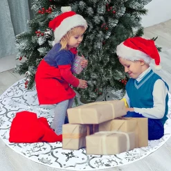 Selwo Kerstboomstandaarden^Kerstboomdeken, Kerstboomdeken, Kerstboomrok, 120 Cm, Ronde Kerstdeken, Met Kerstkous, Kerstdecoratie Voor Kerstmis