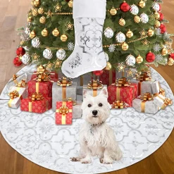 Selwo Kerstboomstandaarden^Kerstboomdeken, Kerstboomdeken, Kerstboomrok, 120 Cm, Ronde Kerstdeken, Met Kerstkous, Kerstdecoratie Voor Kerstmis