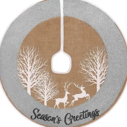 Selwo Kerstboomstandaarden^Kerstboomrok, 75 Cm Boomrok Met Hert En Zilveren Glitter En Vrolijke Kerstboommat Voor Kerstfeesten En Kerstversieringen