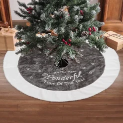 Selwo Kerstboomstandaarden^Kerstboomrok, Grote Luxe Nepbont, Wit-Grijs-Boom-Rok Met Sneeuwvlokken, Dubbele Lagen, Zachte Boomrok Voor Kerstfeestdecoraties, 120 Cm