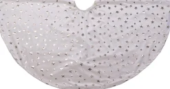 Anna's Collection Kerstboomstandaarden^Kerstboomrok/Kerstboom Kleed Creme Met Sterren 120 Cm - Kerstversiering - Kerstboom Rok/Rokken