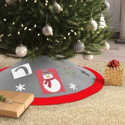 Family Christmas Kerstboomstandaarden^Kerstboomrok - Kerstboomkleed - 97 Cm - Rood En Grijs