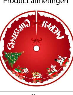 BTH Kerstboomstandaarden^Kerstboomrok Kerstkleed Kerstboomkleed Kerstversiering Kerstdecoratie Kleed Kerst Decoratie Merry Christmas Rood - 90Cm Rood, Merry Christmas