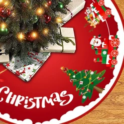 BTH Kerstboomstandaarden^Kerstboomrok Kerstkleed Kerstboomkleed Kerstversiering Kerstdecoratie Kleed Kerst Decoratie Merry Christmas Rood - 90Cm Rood, Merry Christmas