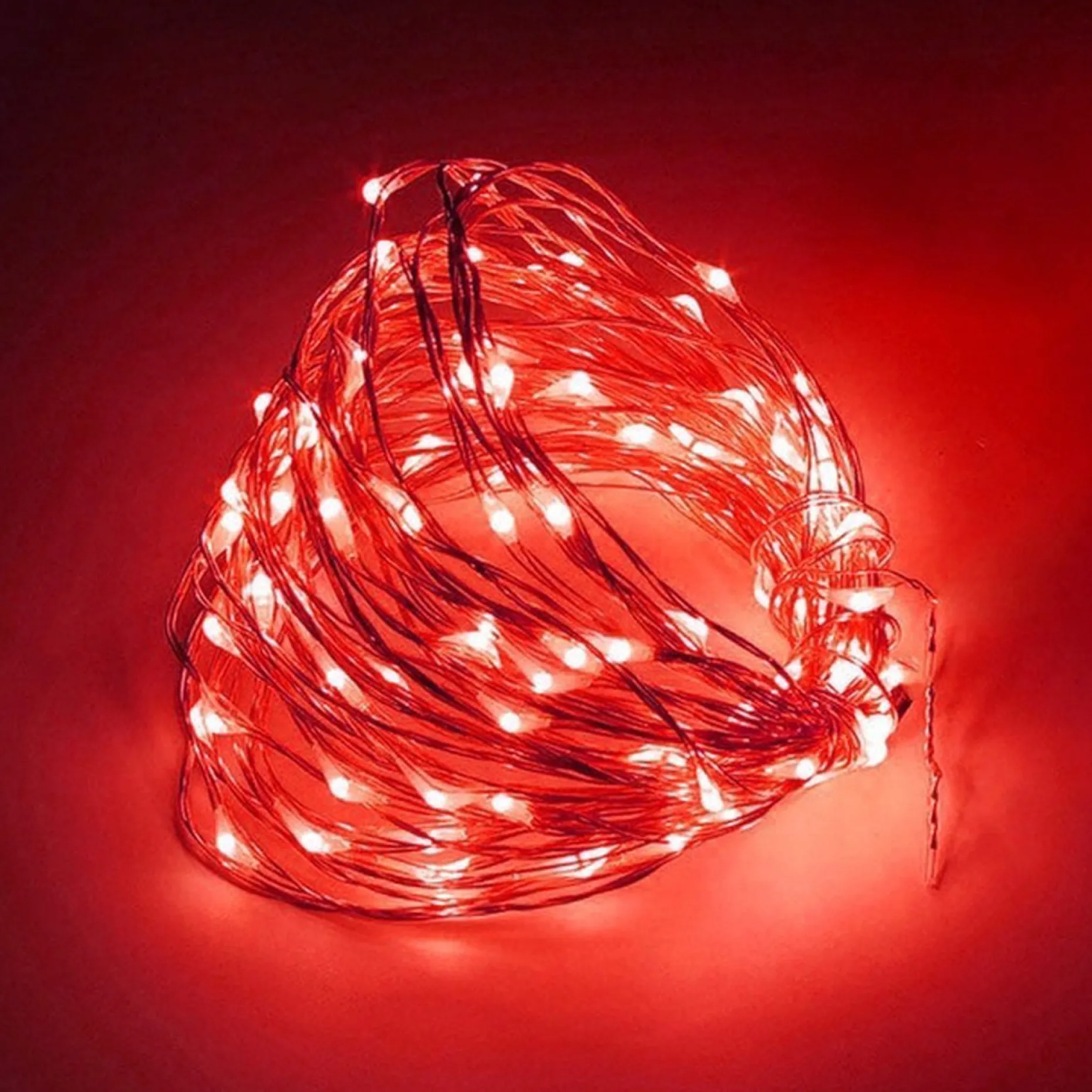 ABC-Led Lichtslangen^Kerst Koperdraad Led Verlichting - Rood - 5 Meter - Incl. Batterijen Rood Licht 5 Meter