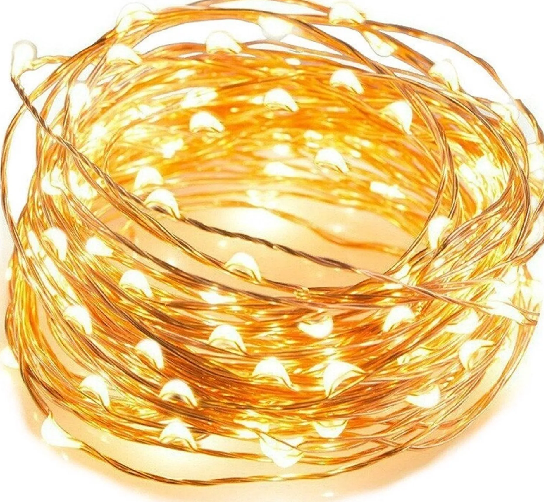 ABC-Led Lichtslangen^Kerst Koperdraad Led Verlichting - Warm Wit - 5 Meter - Incl. Batterijen Warm Wit 5 Meter