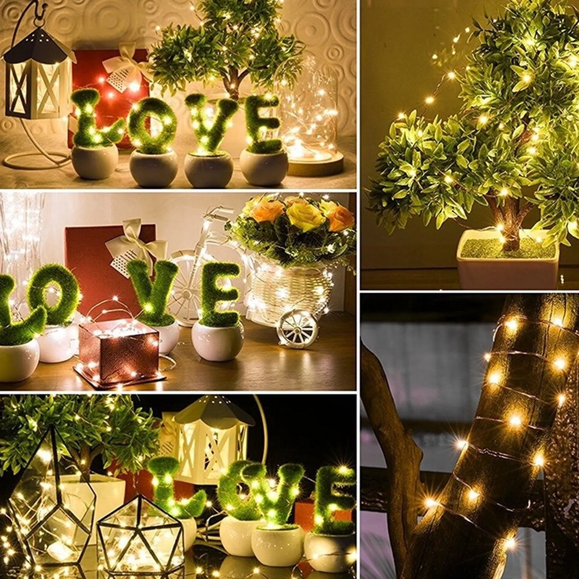 ABC-Led Lichtslangen^Kerst Koperdraad Led Verlichting - Warm Wit - 5 Meter - Incl. Batterijen Warm Wit 5 Meter