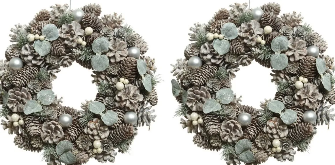 Decoris Kerstkrans/Dennenkrans Met Kerstballen En Decoratie 34 Cm - Dennenkransen/Deurkransen Kerstdecoratie Cheap