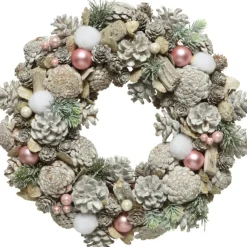 Decoris Kerstkrans/Dennenkrans White Wash Met Sneeuw En Versiering 34 Cm - Dennenkransen/Deurkransen Kerstversiering Flash Sale