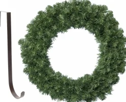 Decoris Kerstkrans - Groen - 35 Cm- Kunststof - Incl. Ijzeren Deurhanger Cheap
