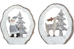 Gilde handwerk Kerstman En Rendier In Houten Boomrand Kerstdecoratie, Kerstmis, Kerst Hot