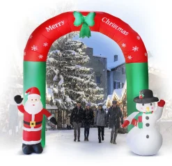 Family Christmas Verlichte Kerstfiguren^Kerstverlichting Buiten Op Netstroom - Opblaasbare Kerstboog Met Led Verlichting - Xl 240X240 Cm -
