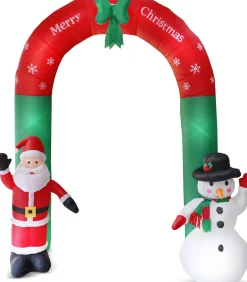 Family Christmas Verlichte Kerstfiguren^Kerstverlichting Buiten Op Netstroom - Opblaasbare Kerstboog Met Led Verlichting - Xl 240X240 Cm -