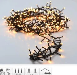 Merkloos Kerstboomverlichting^Kerstverlichting Clusterverlichting 400Led – 8 Meter – Warm Wit - Voor Binnen En Buiten