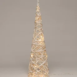 Anna's Collection Verlichte Kerstfiguren^Kerstverlichting Figuren Led Kegel Kerstboom Glitter Lamp 60 Cm - Verlichte Kegels/Kegelvorm Bomen/Kerstbomen/Kegelkerstbomen