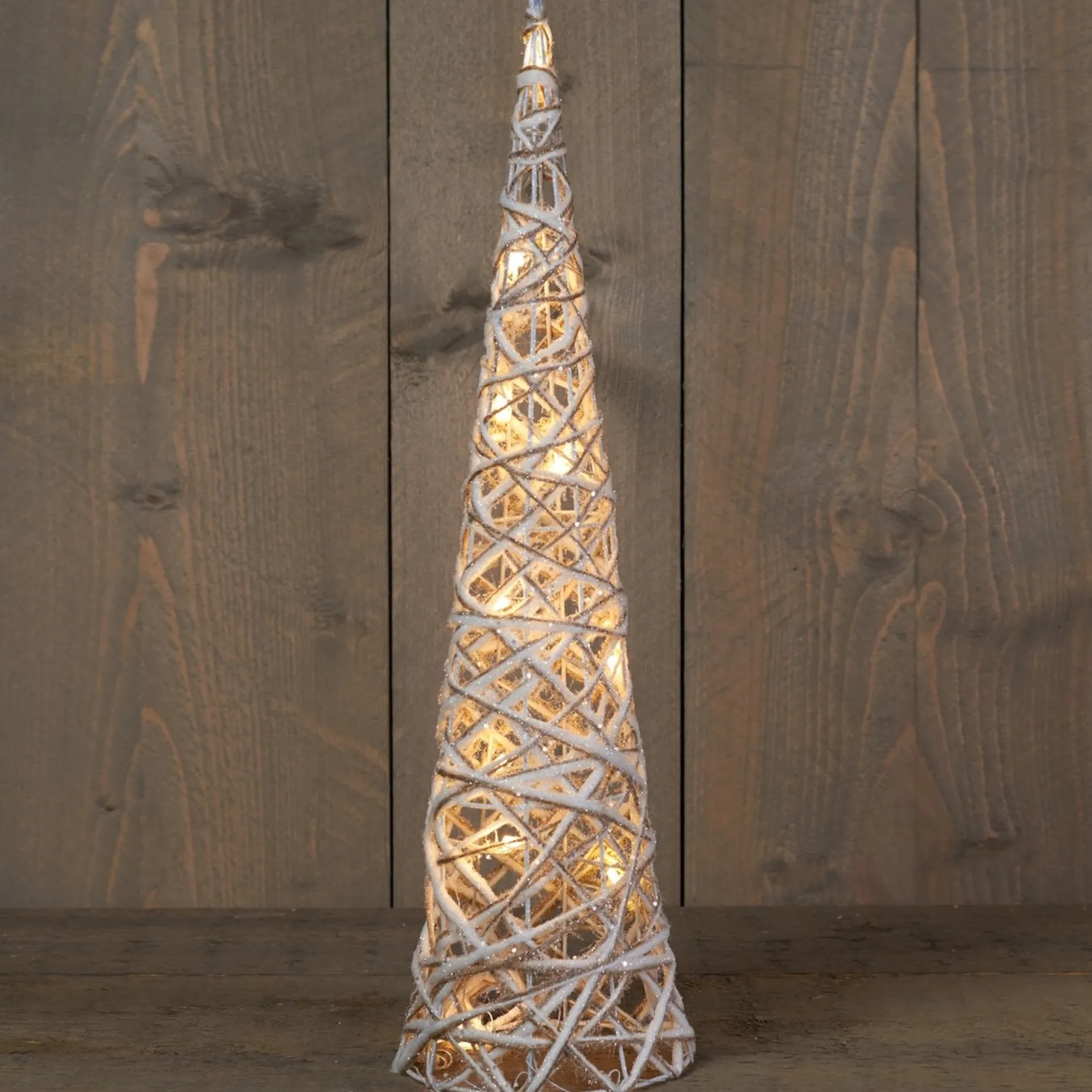 Anna's Collection Verlichte Kerstfiguren^Kerstverlichting Figuren Led Kegel Kerstboom Glitter Lamp 60 Cm - Verlichte Kegels/Kegelvorm Bomen/Kerstbomen/Kegelkerstbomen