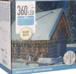 Merkloos Lichtgordijnen^Kerstverlichting - Ijspegel - Lichtgordijn - 12 Meter - Ijspegel - 360 Led's - Warm Wit - Voor Binnen & Buiten