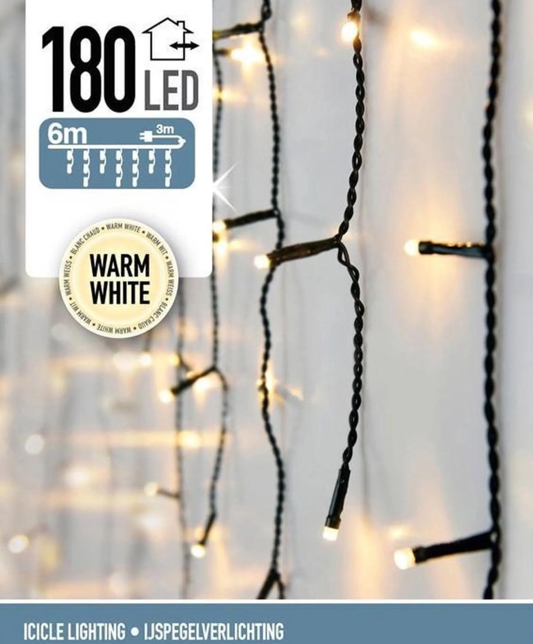 Merkloos Lichtgordijnen^Kerstverlichting - Ijspegel - Lichtgordijn - 6 Meter - Ijspegel - 180 Led's Voor Binnen & Buiten
