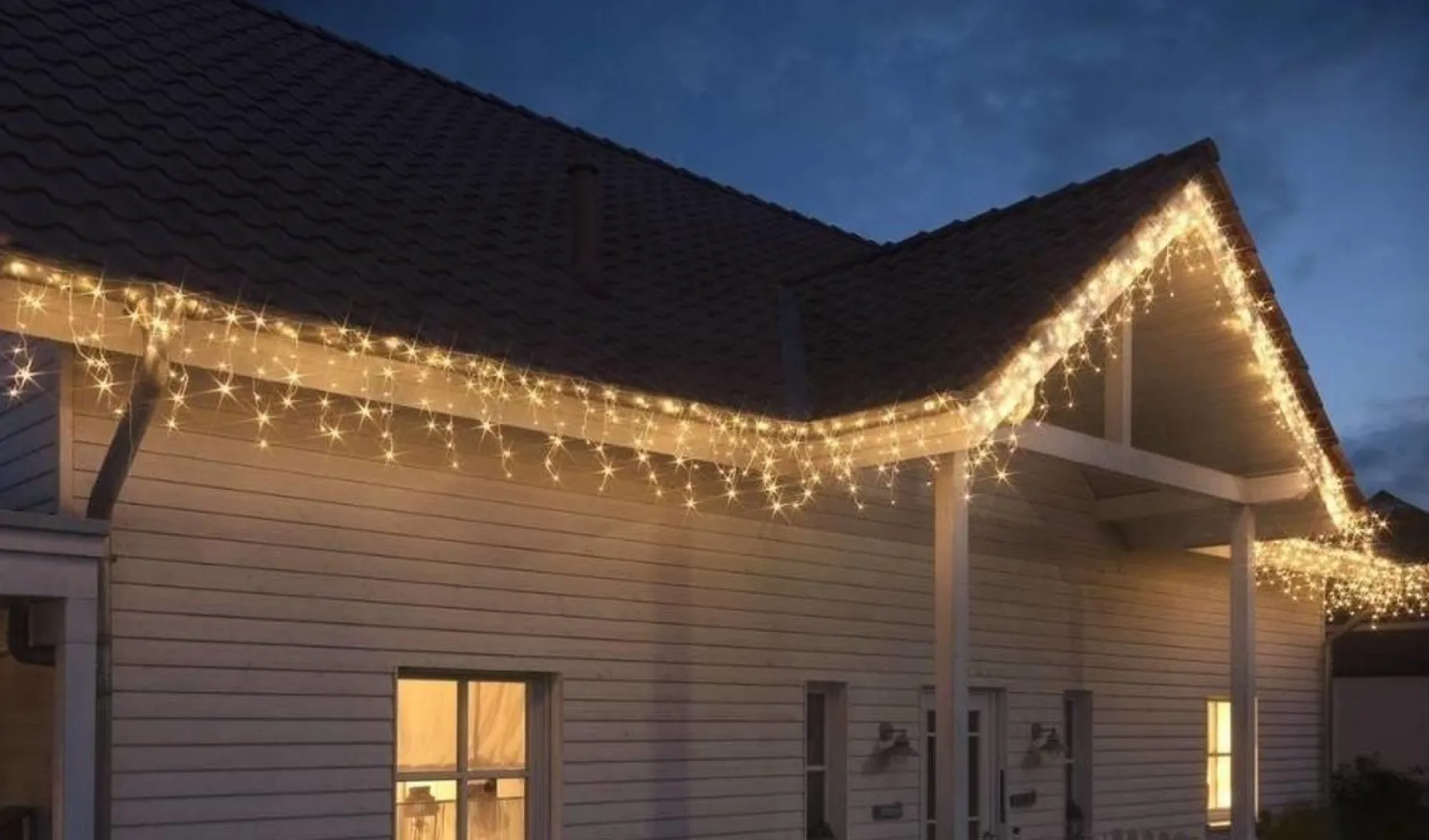 Merkloos Lichtgordijnen^Kerstverlichting - Ijspegel - Lichtgordijn - 6 Meter - Ijspegel - 180 Led's Voor Binnen & Buiten
