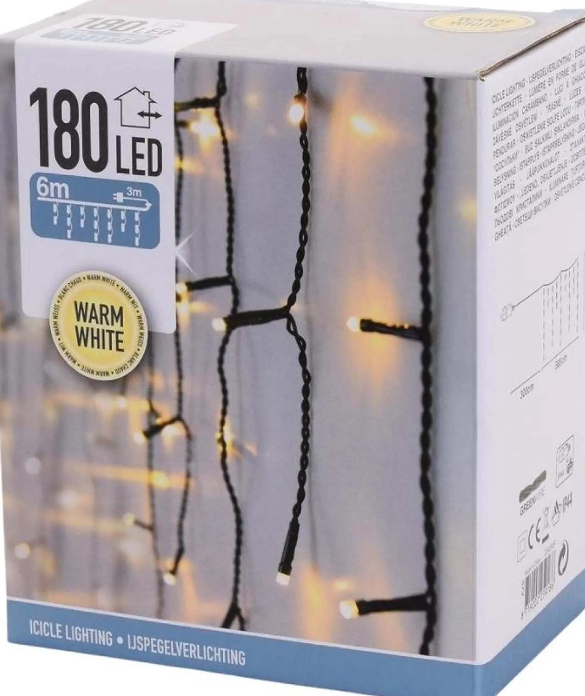Merkloos Lichtgordijnen^Kerstverlichting - Ijspegel - Lichtgordijn - 6 Meter - Ijspegel - 180 Led's Voor Binnen & Buiten