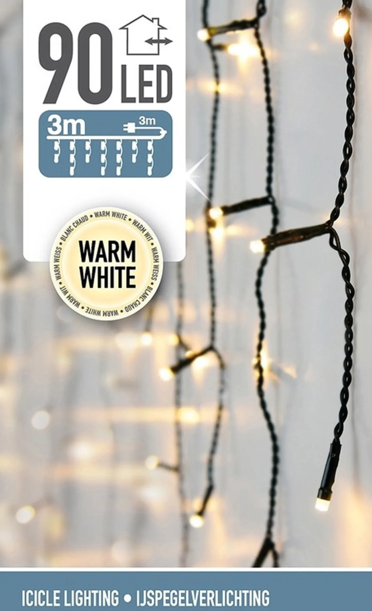 Merkloos Lichtgordijnen^Kerstverlichting - Ijspegel - Lichtgordijn - 3 Meter - Ijspegel - 90 Led's Voor Binnen & Buiten