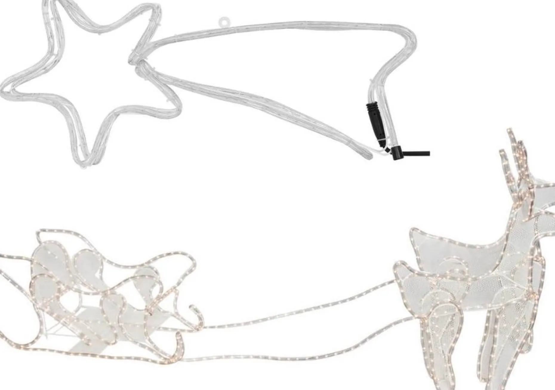 Ways Verlichte Kerstfiguren^Kerstverlichting - Kerst Bundel - 3D Rendier Met Slee 2 Meter & Kerst Ster 144 Led's