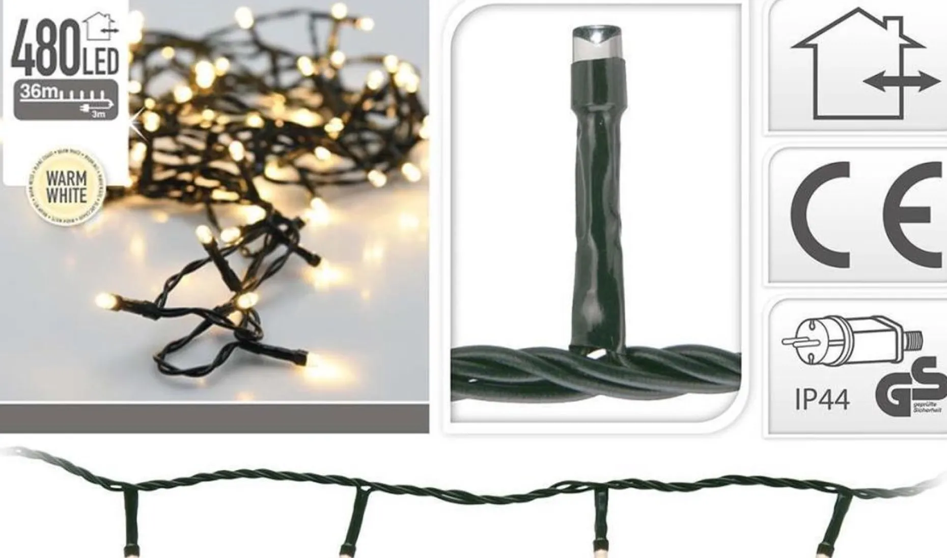 Merkloos Kerstboomverlichting^Kerstverlichting - 480 Led's - 36 Meter