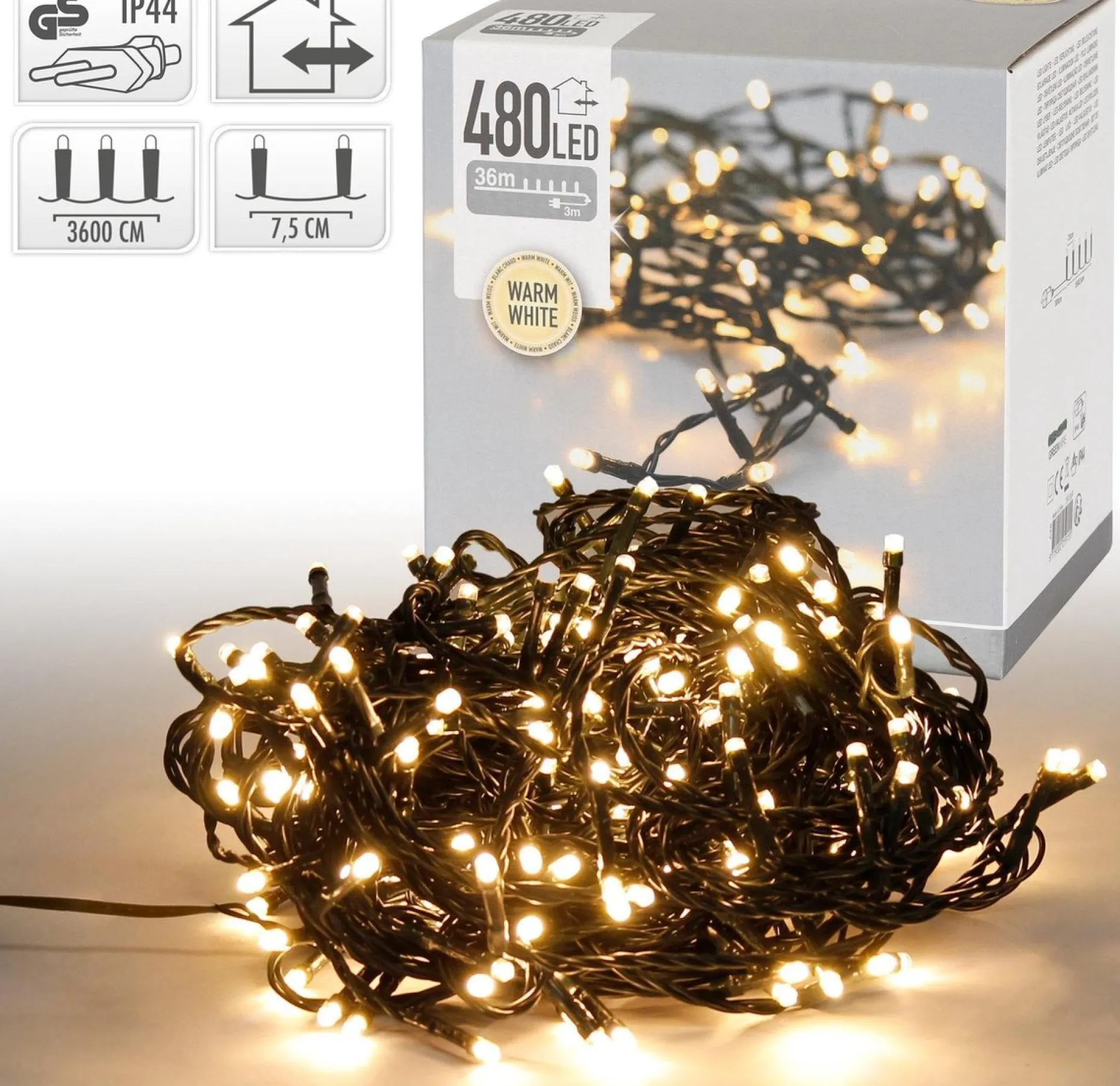 Merkloos Kerstboomverlichting^Kerstverlichting - 480 Led's - 36 Meter