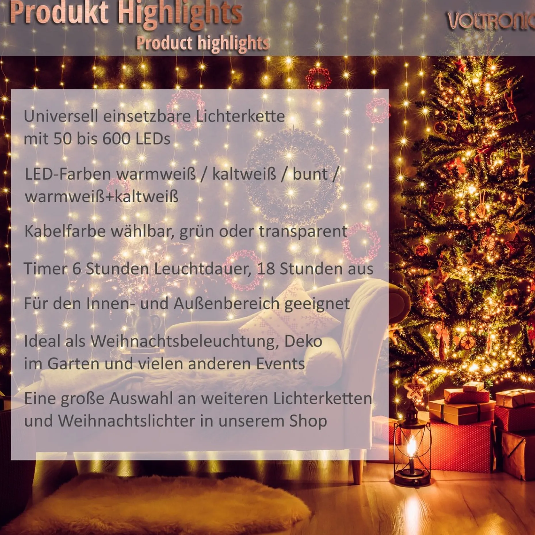 Trend24 Kerstlichtsnoeren^Kerstverlichting - Sfeerverlichting - Kerstverlichting Buiten - Kerstverlichting Binnen - Kerstversiering - Feestverlichting - Lichtsnoer - Lichtsnoer Buiten - Voor Binnen En Buiten - Met Afstandsbediening - 10 M - Warm Wit