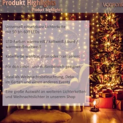 Trend24 Kerstlichtsnoeren^Kerstverlichting - Sfeerverlichting - Kerstverlichting Buiten - Kerstverlichting Binnen - Kerstversiering - Feestverlichting - Lichtsnoer - Lichtsnoer Buiten - Voor Binnen En Buiten - 5 M - Warm Wit