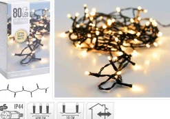 Merkloos Kerstboomverlichting^Kerstverlichting Transparant Snoer Met 80 Warm Witte Lampjes - 6 Meter - Kerstlampjes/Kerstlichtjes - Binnen/Buiten