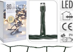Merkloos Kerstboomverlichting^Kerstverlichting Transparant Snoer Met 80 Warm Witte Lampjes - 6 Meter - Kerstlampjes/Kerstlichtjes - Binnen/Buiten