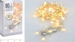 Merkloos Kerstboomverlichting^Kerstverlichting Transparant Snoer Met 80 Warm Witte Lampjes - 6 Meter - Kerstlampjes/Kerstlichtjes - Binnen/Buiten