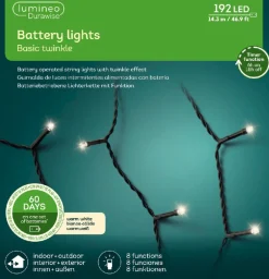 Decoris Kerstlichtsnoeren^Kerstverlichting Twinkle Op Batterij Warm Wit Buiten 192 Lampjes - Boomverlichting