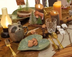 Everlands Kunstkerstbomen^Kleine Volle Kerstboom In Jute Zak 45 Cm - Kunst Kerstbomen / Kunstbomen- Met 10 Lampjes - Op Batterijen