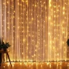 Merkloos Lichtgordijnen^Led Gordijn 3X3 Meter - Kerstverlichting - 300 Leds - Lichtgordijn - Warm Wit - Kerstmis - Feestdagen - Binnenverlichting - Trouwfeest Verlichting