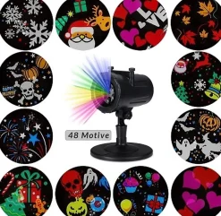 Merkloos Kerstlasers^Led Laser Licht Projector | 72 Motieven | Kerst Verlichting | Verschillende Thema's | Voor Buiten & Binnen |