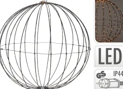 Merkloos Verlichte Kerstfiguren^Lichtbol Van Metaal Met Timer Warm Licht 40 Cm - Kerstversiering