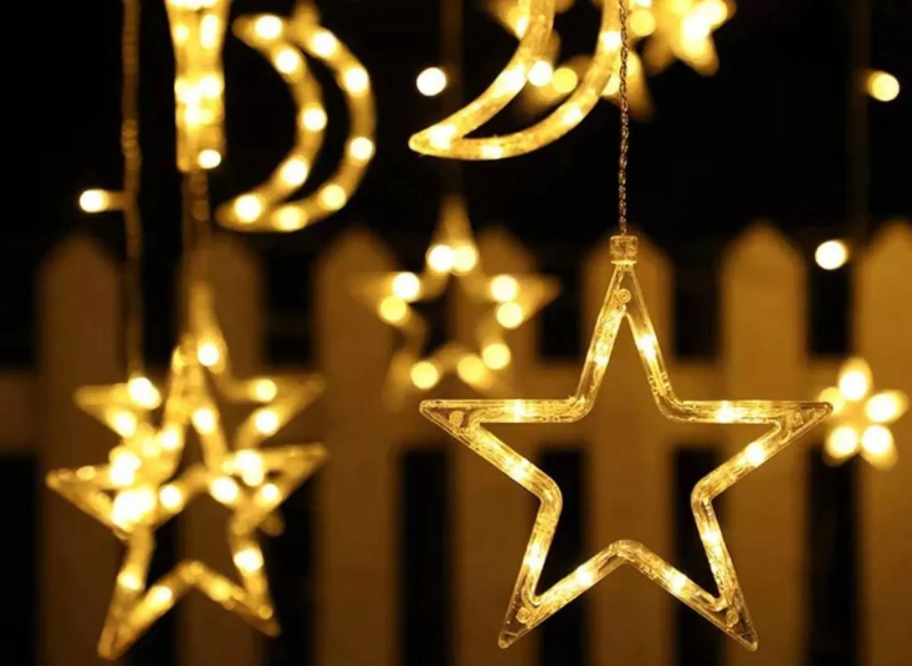 Lichtendirect Lichtgordijnen^- Lichtslinger- Kerstverlichting Maan- 3.5 Meter 138 Led- Lichtgrodijn Sfeer Verlichting-Gordijnverlichting -Lichtsnoer Voor Binnen - Ramadan-Suikerfeest