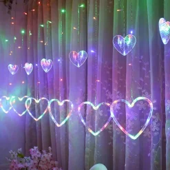 Merkloos Lichtgordijnen^Lichtgevend Gordijn Hartje - 2.5 Meter - Rgb Rgb (Wisselende Kleuren)