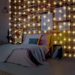 discountershop Lichtgordijnen^Lichtgordijn | Lichtvorhang | Extra Warm Wit | +8 Functies |3.6W | Gordijnverlichting 400 Led| 190X200 Cm