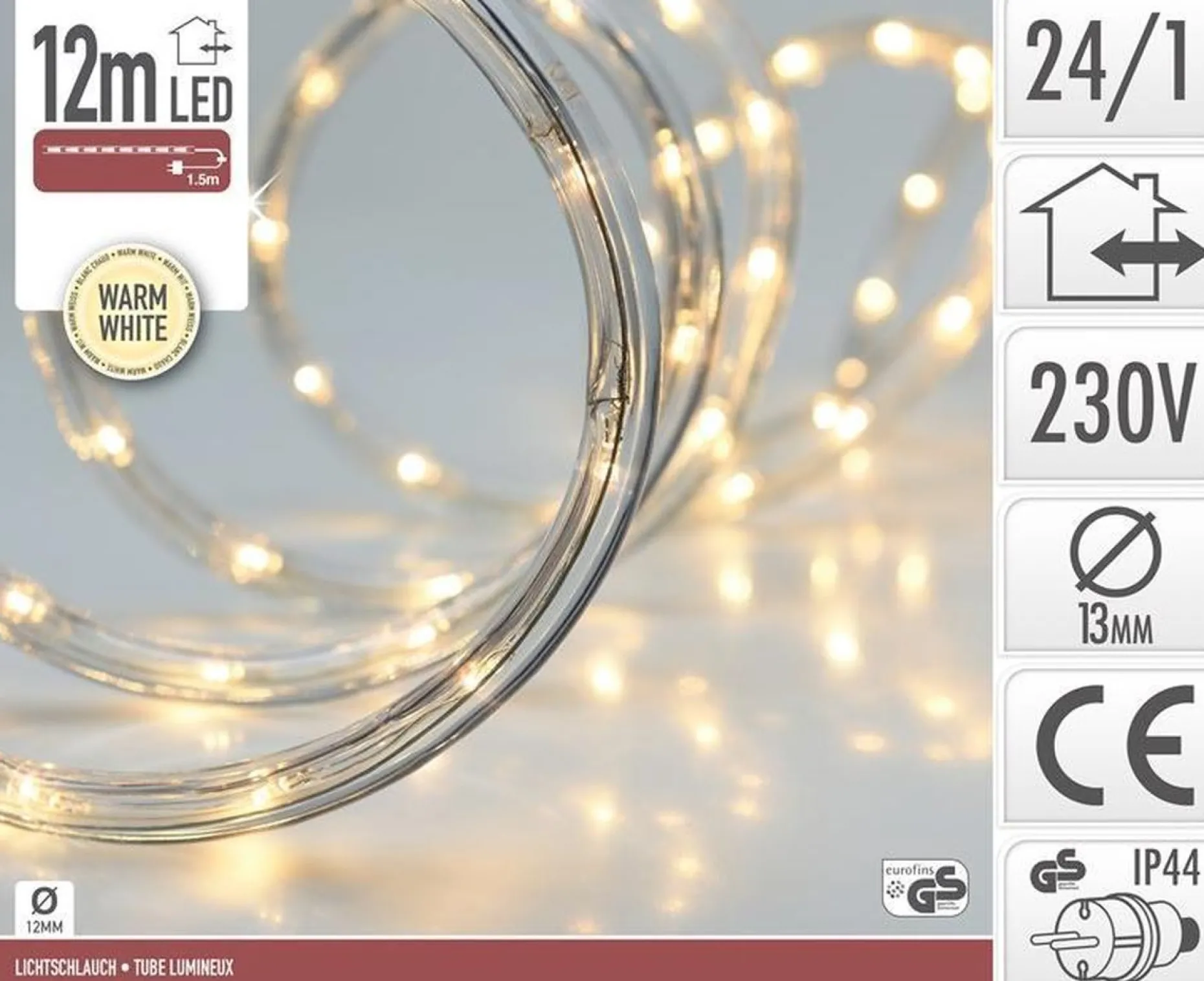 RTM Lighting Lichtslangen^Lichtslang / Slangverlichting 12M Met 288 Led Lampjes - Extra Warm Wit Licht