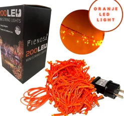 Fienosa Kerstlichtsnoeren^Lichtsnoer - Lichtsnoer Oranje - Oranje Feest Artikelen - 200 Lampjes - 8 Meter Snoer - Koningsdag - Oranje Led Slinger - - Wk Vrouwen Voetbal -Feestverlichting - Tuinverlichting - Sfeer
