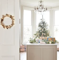 * Lights4Fun Gouden Krans Deurkrans 33 Cm Herfstdecoratie Kerstdecoratie Moderne Adventskrans Clearance