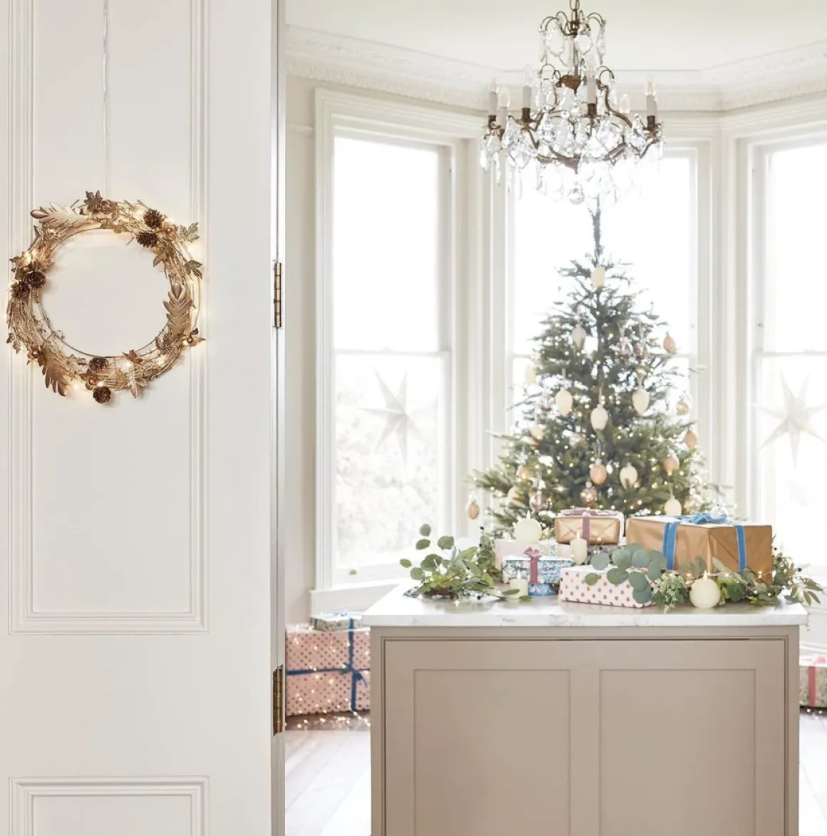 * Lights4Fun Gouden Krans Deurkrans 33 Cm Herfstdecoratie Kerstdecoratie Moderne Adventskrans Clearance
