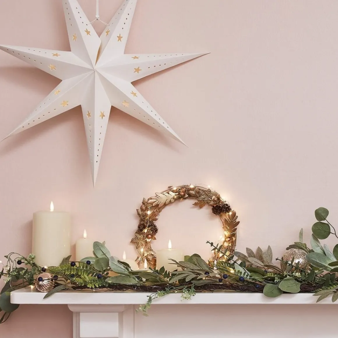 * Lights4Fun Gouden Krans Deurkrans 33 Cm Herfstdecoratie Kerstdecoratie Moderne Adventskrans Clearance