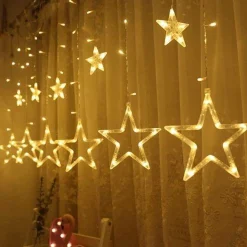 Liviner® Lichtgordijnen^ Kerstverlichting Sterrengordijn - 2,5 M - Warmwit - Voor Binnen - Kerst Accessoires