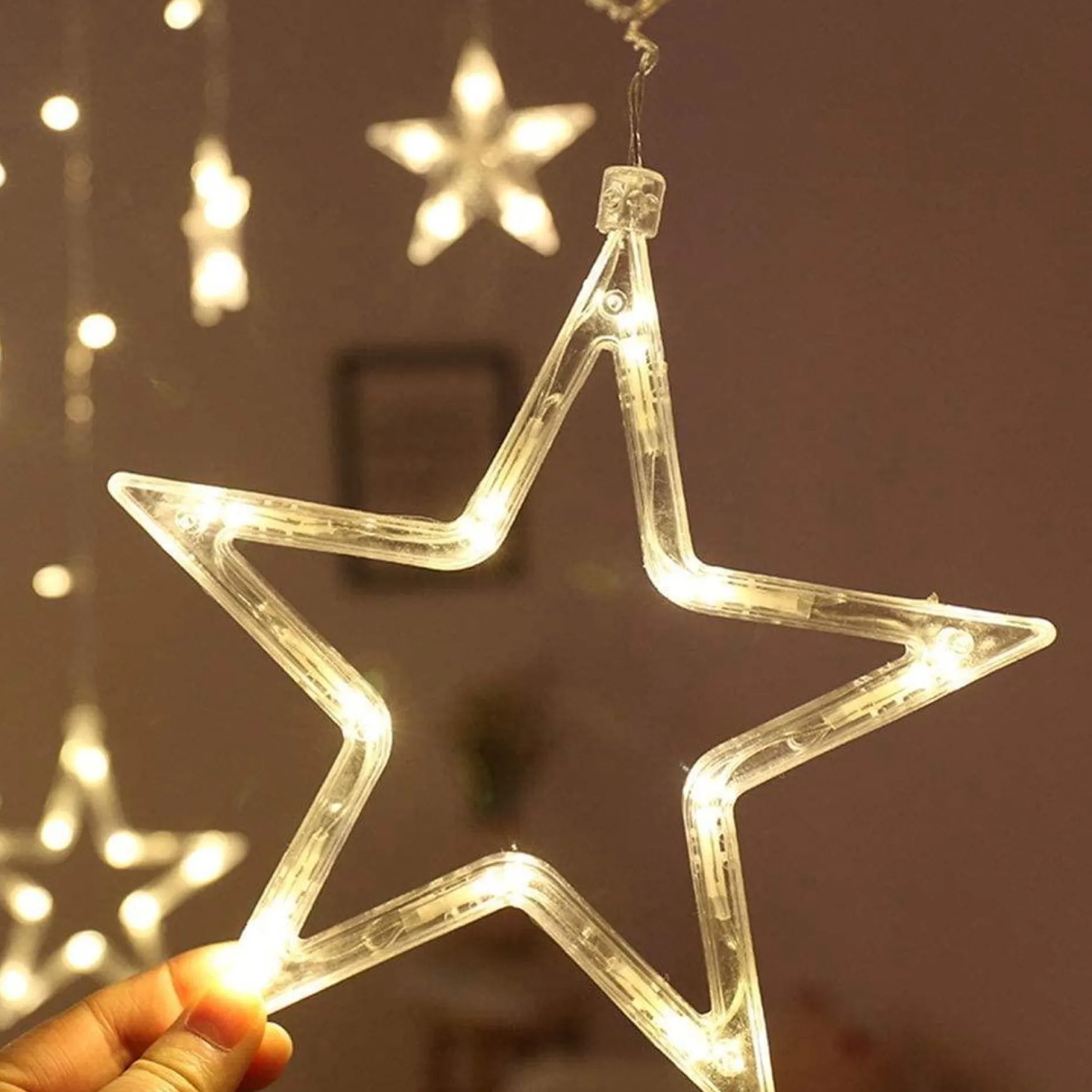 Liviner® Lichtgordijnen^ Kerstverlichting Sterrengordijn - 2,5 M - Warmwit - Voor Binnen - Kerst Accessoires